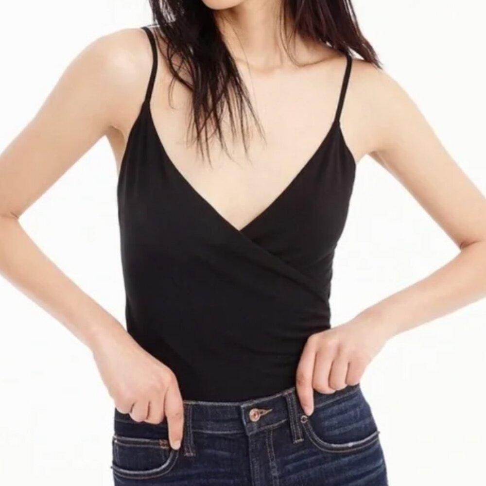 J. Crew Drapey wrap-front cami bodysuit S Black